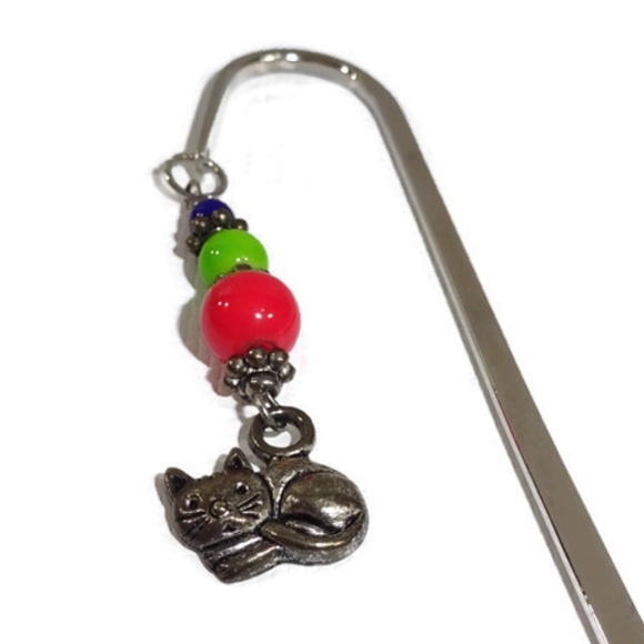 Shepherd Hook Beaded Charm Bookmark Handmade #01 - Picture 2 of 4